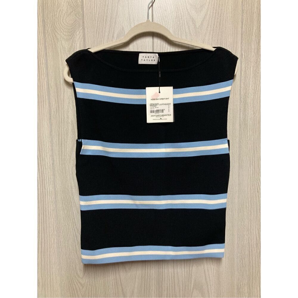 Tanya Taylor Zanita Knit Sleeveless Striped Top Size M, NEW, MSRP $345